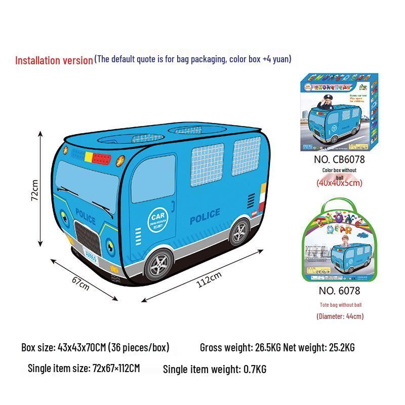 Kids' Police Car & Fire Truck Play Tent - Indoor/Outdoor Foldable Playhouse