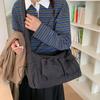 Stylish Plaid Shoulder Bag Korean Minimalist Tote Bag Casual Pleated Adjustable Crossbody Bag Zipper Handbag Fashi Canvas Bag