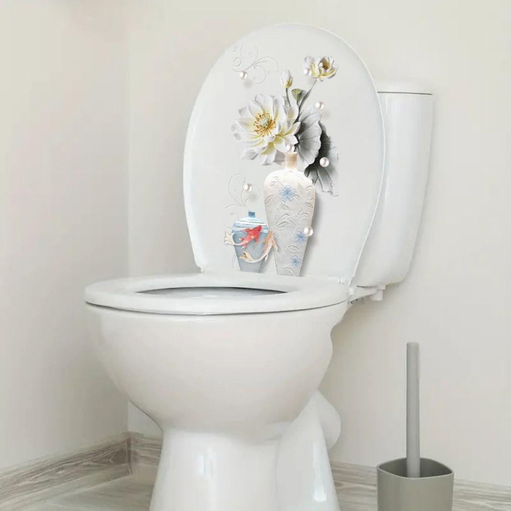 Mildew-proof Green Plant Mural Removable Toilet Lid Decals  Living Room