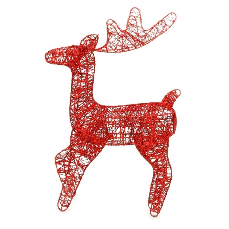Christmas Wrought Iron Deer Figurine with Led Light Holiday New Year Party Decor