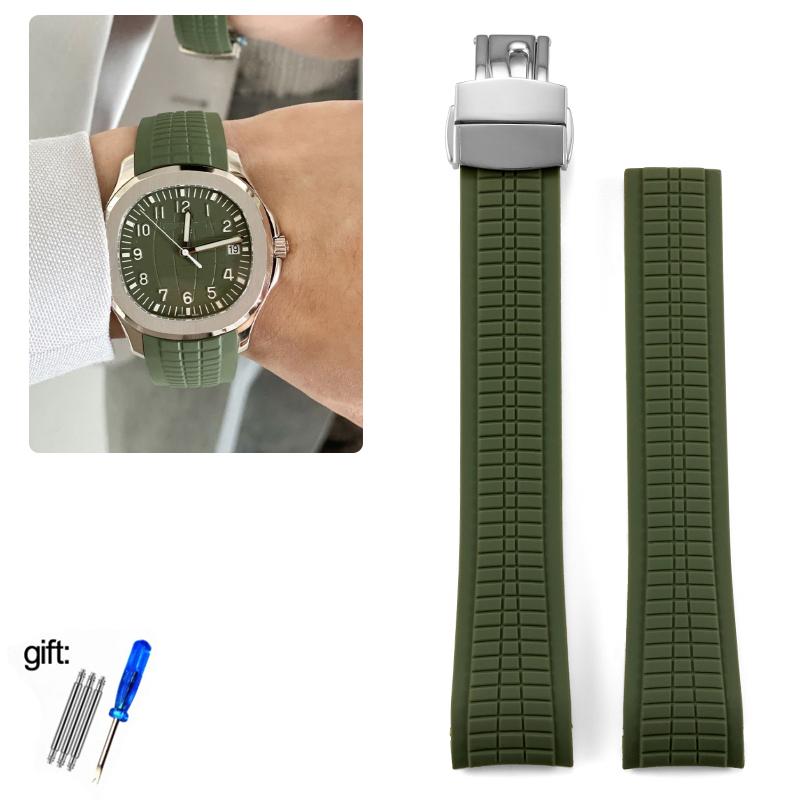 Cinturino per Orologio in Gomma Morbida da 21mm Aquanaut Adatto per Patek Philippe Silicone 5164A 5167A 5168A Cinturino Pieghevole