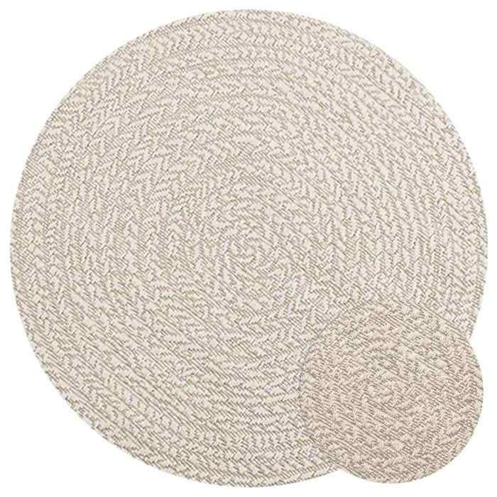 VidaXL Tapis ZIZUR crème Ø 90 cm aspect de jute intérieur et extérieur, tapis d'extérieur, tapis de sol, tapis d'intérieur, 4010384