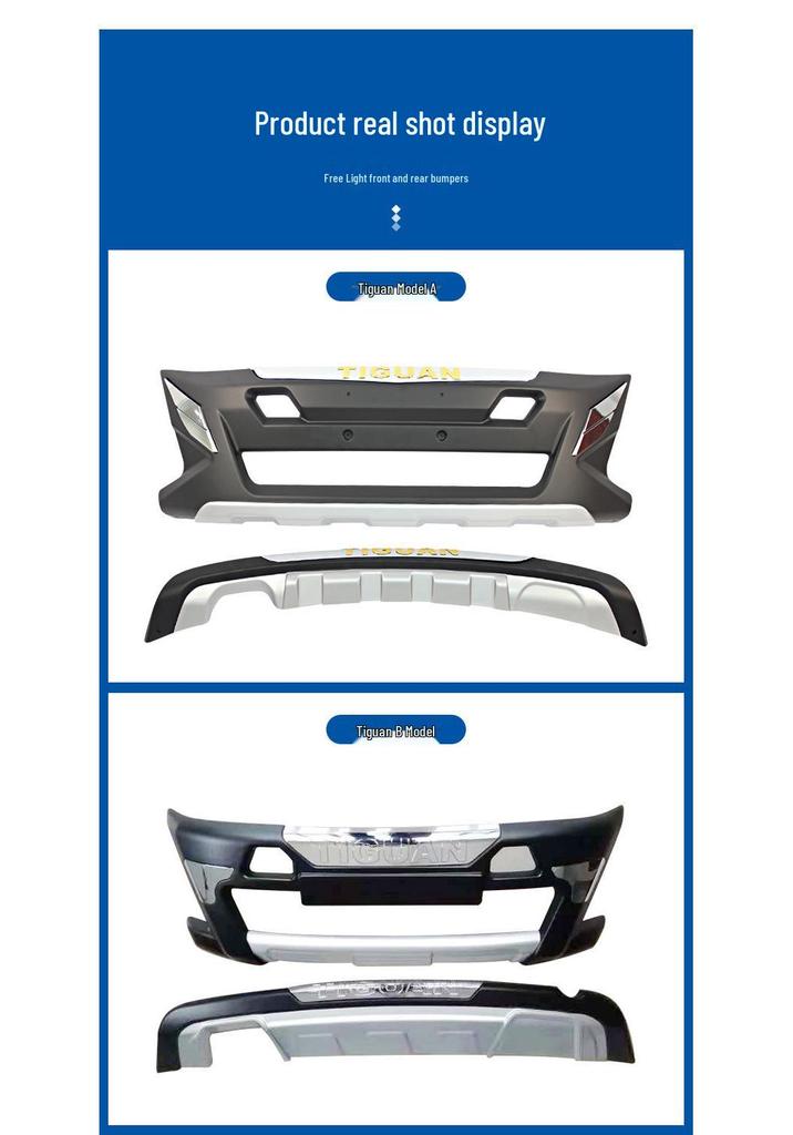 Fits 13 Tiguan models: front/rear bumpers; 15 models: front bumper guard; 16-18 models: front/rear bumper guards.