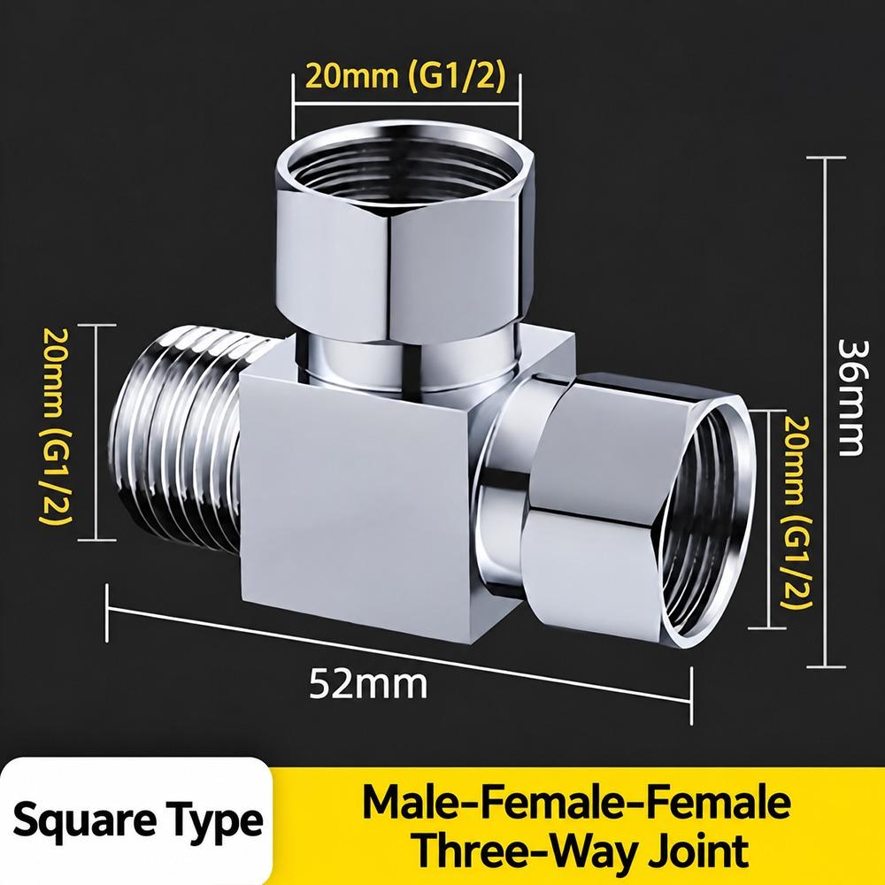 Swivel Nut T Pipe Fitting Square Shape Water Splitter New Three Way Valve Pipe Fitting Accessories