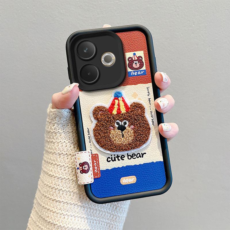 KEYSION Cartoon Cute Plush Embroidery Case for OPPO A5 Pro 5G with Lanyard Silicone Shockproof Phone Cover for OPPO A5 Pro