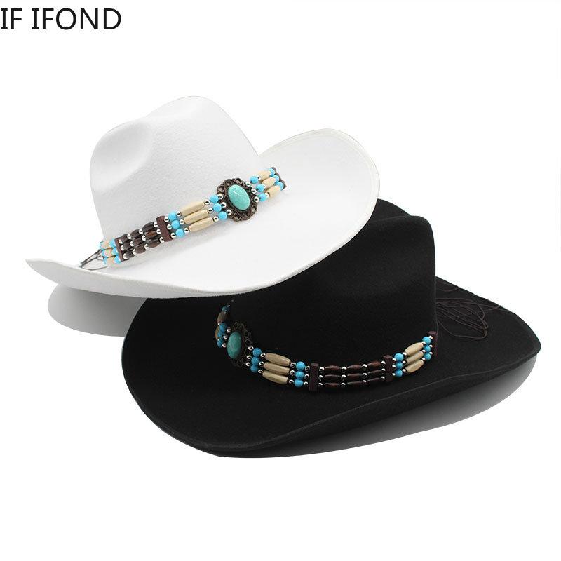 New Artificial Wool Western Cowboy Hat For Men's Women's Winter Autumn Wide Brim Gentleman Jazz Hats Cloche Church Sombrero Cap