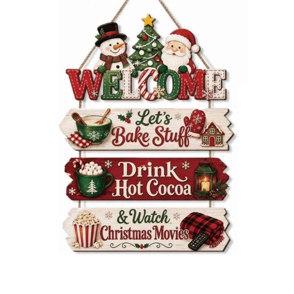 Xmas Tree Decor Tiered Christmas Door Sign Rustic Vintage Wooden Plaque Handcrafted Eco-friendly Hanging Welcome Board Porch