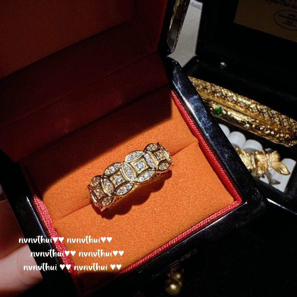 Ancient Gold Chiseled Copper Coin Gemstone Bracelet, New Chinese Style, Plated With 18K Gold, Iris Zircon Bracelet, Qiankun Circle.