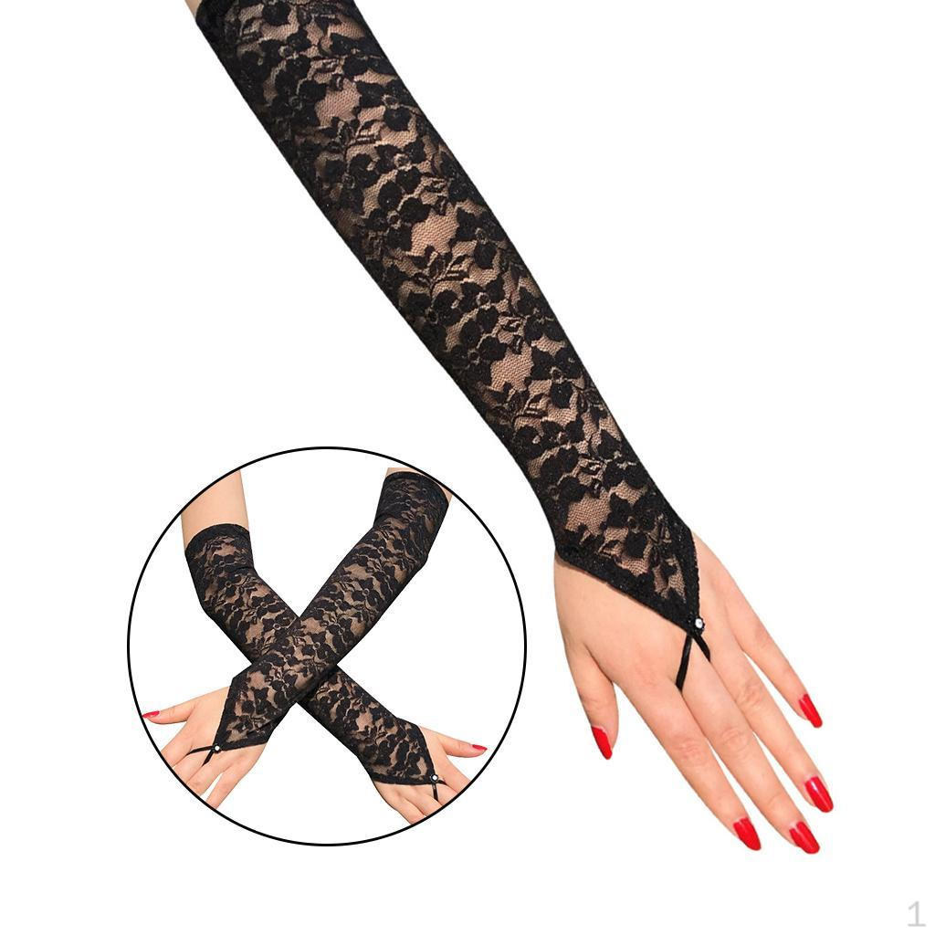 Elegant Lace Fingerless Gloves for Women - Perfect Evening Parties and Opera Costumes