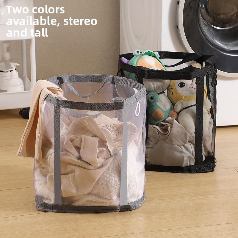 Nylon Foldable Laundry Basket With Foldable And Mesh Design For Home Organizing And Storage