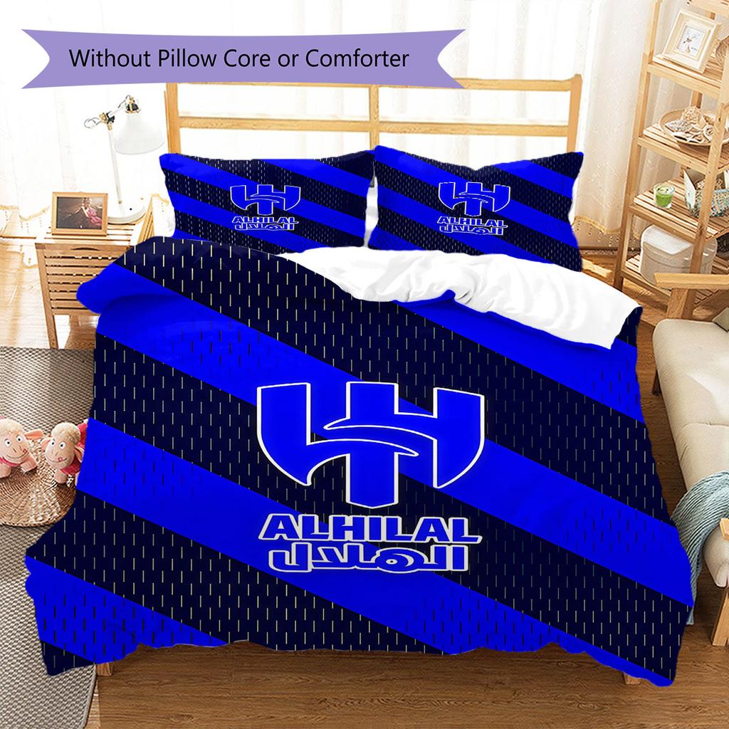 Al-Hilal Saudi FC Pattern Bedding,Quilt Set Quilt Cover Pillowcase Home Birthday Gift(1 * duvet cover + 2 * pillowcase, without core)