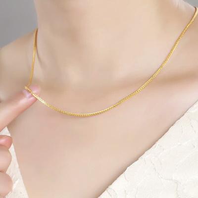 S925 Sterling Silver Chain Women's Instagram Simple and Versatile Sparkling Collar Chain Gold White Gold Rose Gold Material Chain