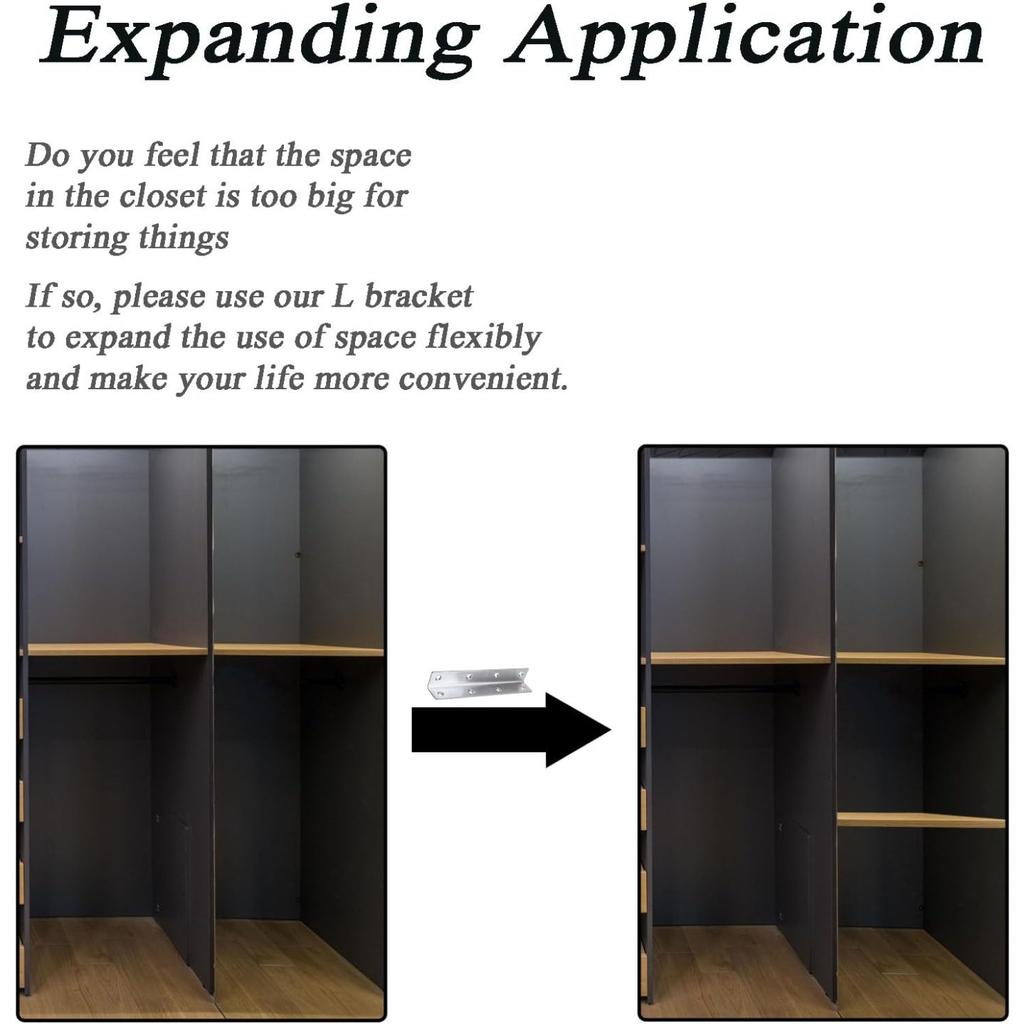 6 pcs Heavy Duty Stainless Steel Corner Brace | Long L Shaped Mounting Brackets for Wood Furniture Cabinet Repair Reinforcement