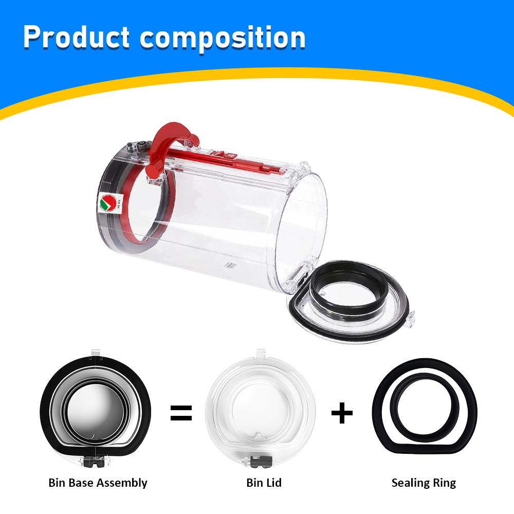 Sealing Ring And Base Lid for Dust Bin Top Fixed Dust Cup Replacement Part for Dyson V6 V7 V8 V10 V11 V12 V15 Vacuum Cleaner