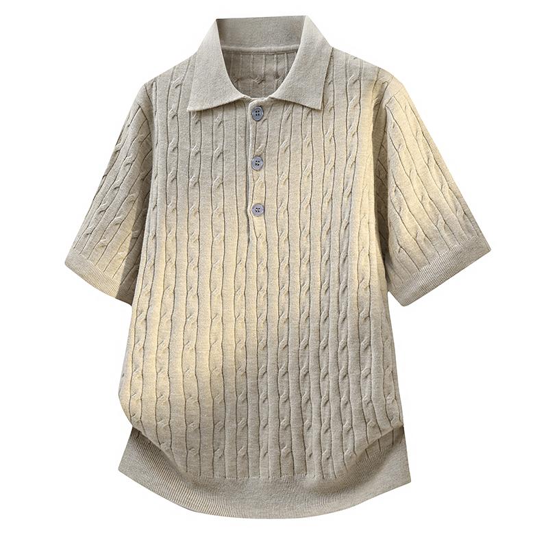 Knitted Sweater Short-sleeved Polo Shirt Loose Lapel Sports Half-sleeved Ice Silk Sweater T-shirt