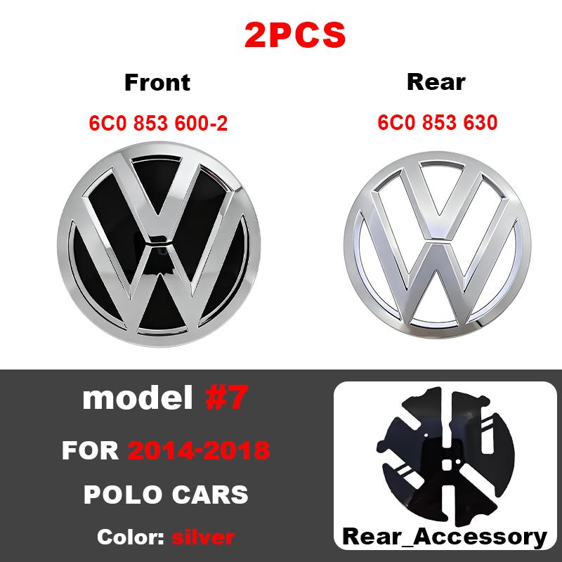 119mm 111mm ABS Car Front Grille Badge For VW 6C0853600 Volkswagen Polo 2014-2018 Rear Trunk Emblem Lid Logo Sticker Accessories ME2