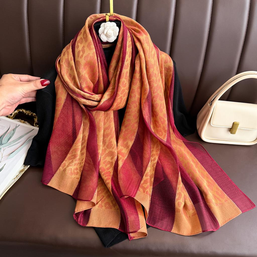 Brand Women Silk Scarf Female Stripe Foulard Femme Pashmina Shawls And Wrap Big Size Scaves Beach Towel Bandana Muslim Hijab