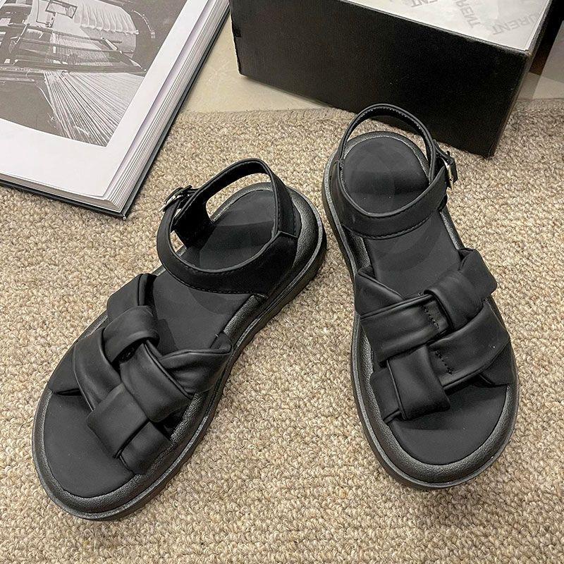 Platform sandals women's 2025 new versatile casual cool slippers women's summer soft-soled woven Roman sandals