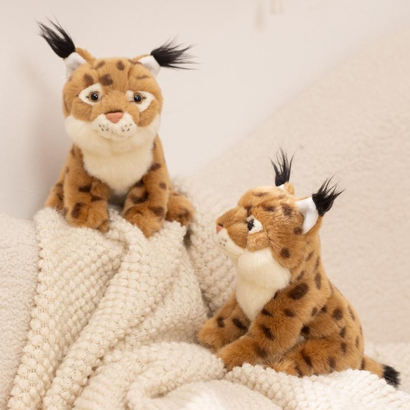 2030Cm Simulation Wild Animal Lynx Plush Toy Stuffed Sitting Spotted Brown Plushie Appeasing Gift