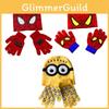 Minions Children Spiderman Cartoon Knitted Hat Gloves Winter Warm Suit Years 16