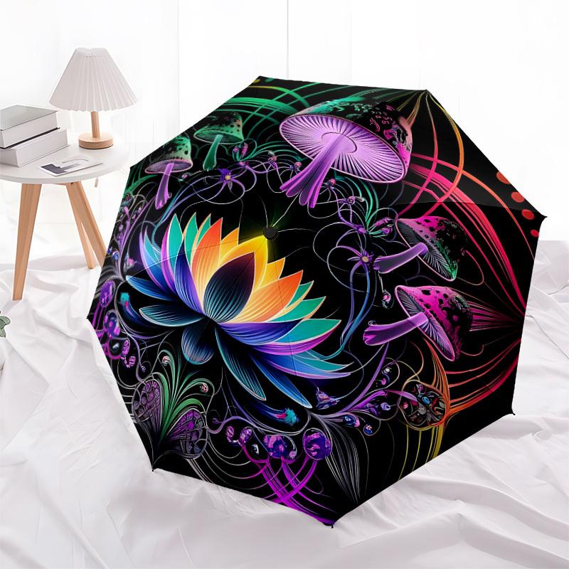 1pc Mushroom Mandala Automatic Open/Close Umbrella, Halloween & Gifts - Ideal for Daily, Formal, Party Use, Durable Canopy Yy251011001