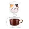 300ml Cute Ceramic Cat Coffee Mug with Lid,Kawaii Coffee Mugs or Tea Cups for Cat Lovers,Funny Novelty Cat Breakfast Mugs for Gift