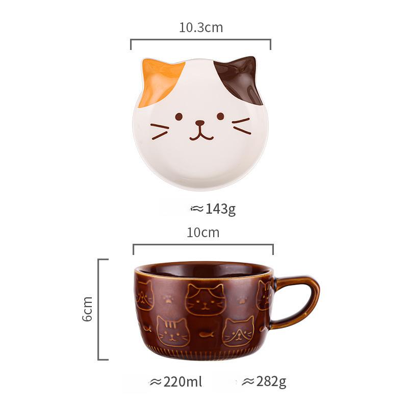 300ml Cute Ceramic Cat Coffee Mug with Lid,Kawaii Coffee Mugs or Tea Cups for Cat Lovers,Funny Novelty Cat Breakfast Mugs for Gift