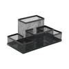 Multi Compartment Metal Mesh Desk Organizer Pen Holder with Hollow Design for Office Desktop Storage and Stationery Arrangement
