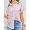 Camisa de mujer de primavera y otoño, blusa de manga corta de satén de Color sólido, camisa con hombros descubiertos