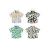 Summer Kids Short Sleeve Floral Shirt Seaside Vacation Style Boys' Lapel Shirt Boys' Mixed Color Spray Colors Tops