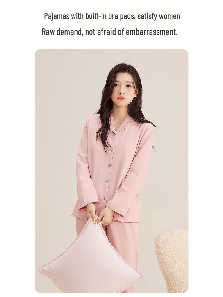 Hodo Home Women's Cotton Homewear Set with Built-in Bra Pads - Autumn/Winter Collection