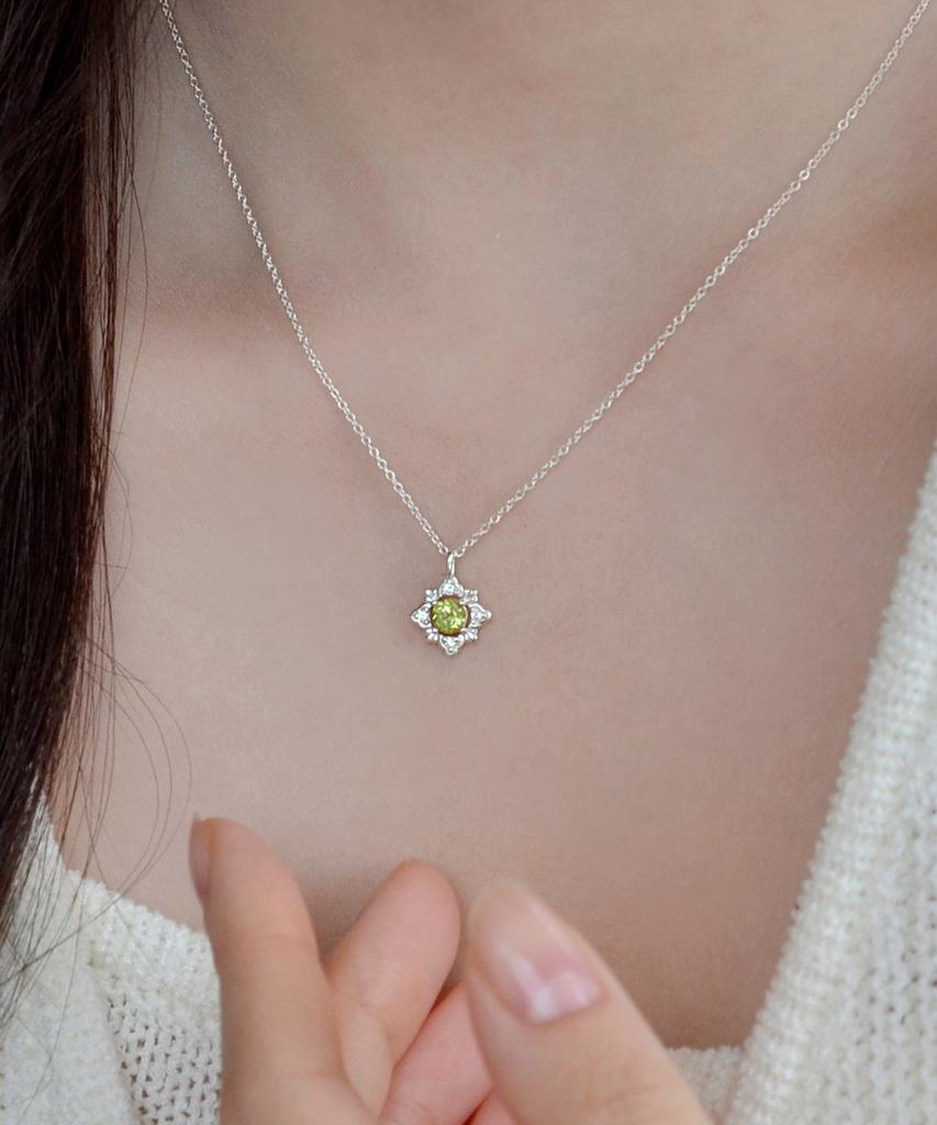 47Bag 925 Silver Natural Peridot Green Gemstone Necklace Isis