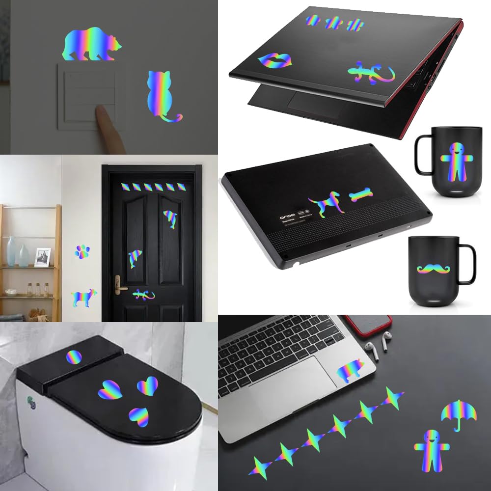 Tuqiang 10 Pcs Reflective Stickers Decoration Car Sticker Accessory Car Suitcase 3D Stickers(Cats, Paws)