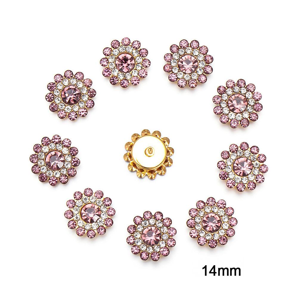10PCS 16mm Rhinestone Snowflake Buttons DIY Craft Flatback Plating Pearl Buckle Clothing Decoration Hairpin Accessories