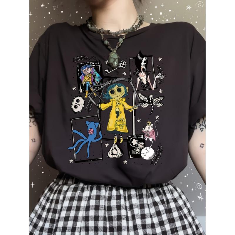 Women's Casual Round Neck Portrait Printed Polyester Fiber T-Shirt Fashion Street Oversized Short-Sleeved Summer Ladies Clothing