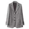 Double Breasted Women Blazer Warm Woolen Fabric Casual Mid Length Coat Slim Commuting Office Lady Spring Autumn