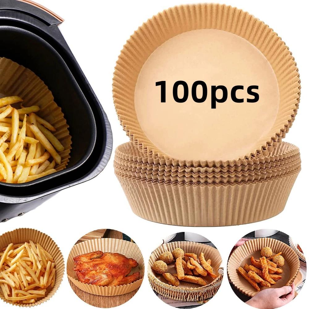 50/100/200pcs Disposable Air Fryer Paper Round Non-Stick Special Paper Food Silicon Oil Paper Air Fryer Liners Baking Paper