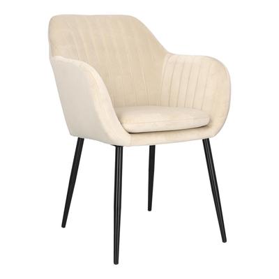 Emilia Velvet Cream Upholstered Chair with Armrests