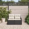 Canapé de jardin 2 places vidaXL avec coussins en poly rattan noir 42006712