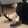 Fashion Women Ballet Flats Fashion Square Toe Pumps Female Mary Jane Shoes Soft Leather Slip-on Casual Shoes Office Lady Work Thin Shoes