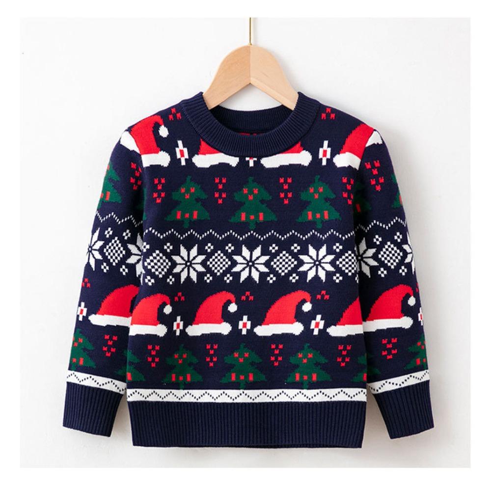 New Children's Christmas Sweater Collection: Girls' and Boys' Autumn/Winter Cartoon Pullover Knitwear