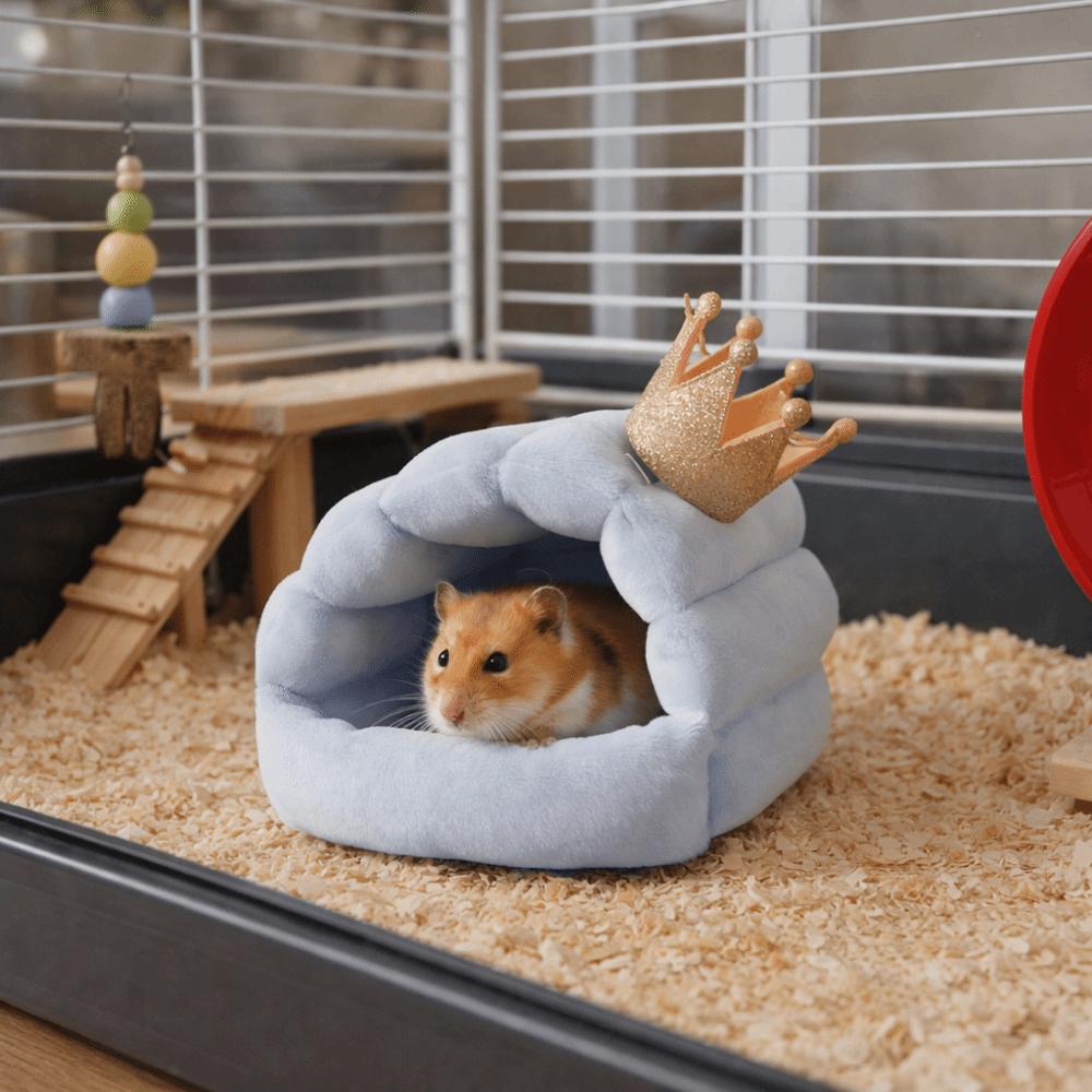 Warm Hamster Cotton Nest Thickened Cartoon Small Pet Sleeping House Strawberry Design Windproof Animal Rest Shelter