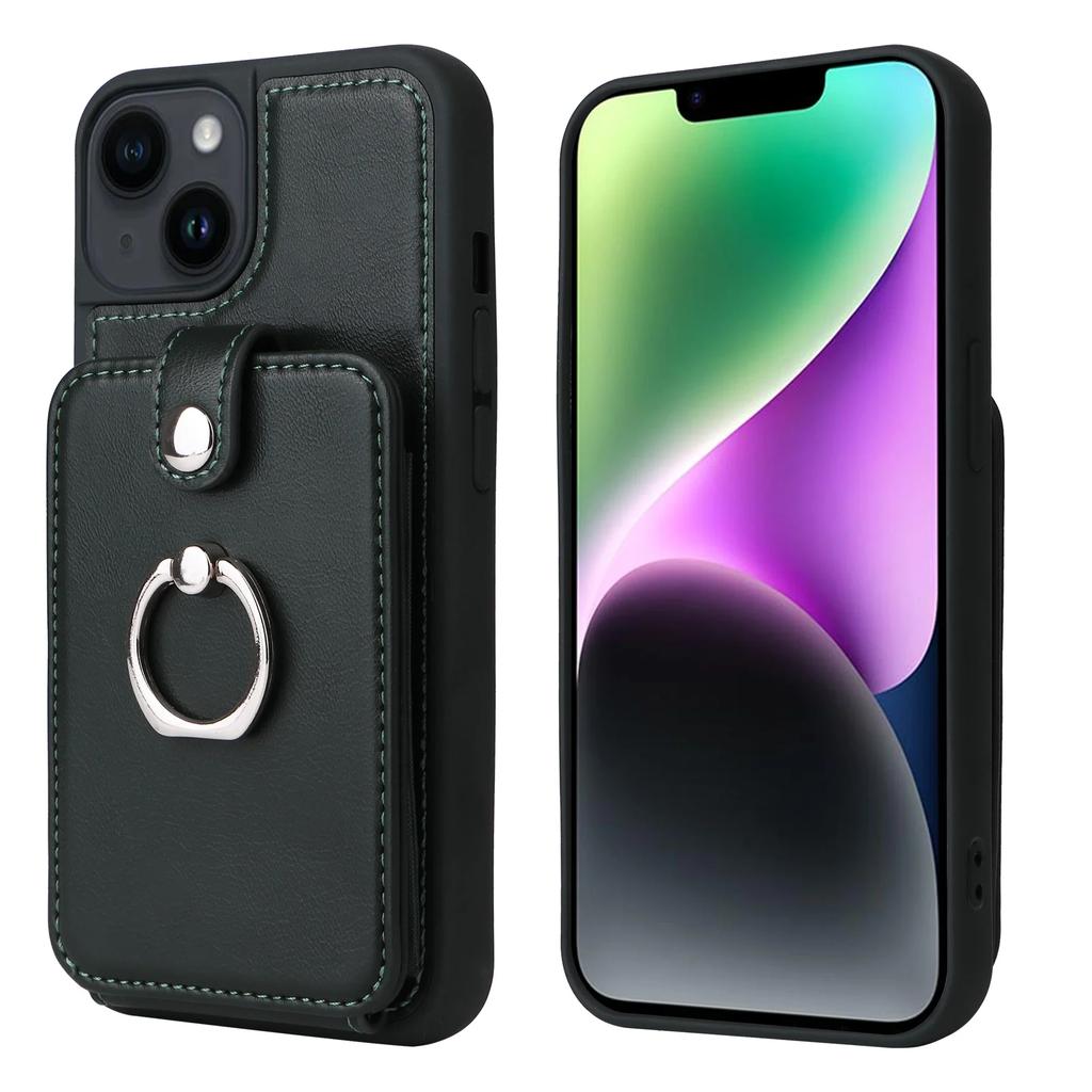 Ring Holder Wallet Leather Card Solt Phone Case for IPhone 16 Pro Max 15 Plus 14 13 12 11 XR XS 8 7 Protective Shockproof Cover