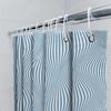 Blue Striped Shower Curtain Modern Bathroom Decor With Wave Design For Bathtub Cover – Water-Resistant Fabric Bathrooms Accessor