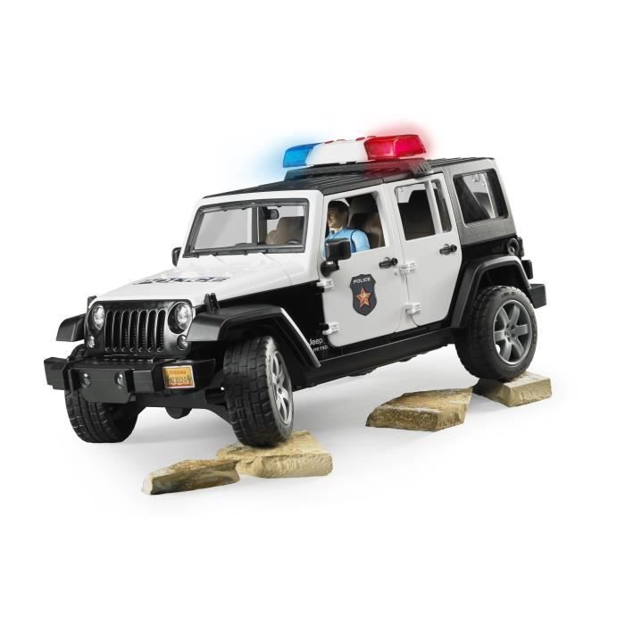 JEEP WRANGLER UNLIMITED RUBICON POLICE - BRUDER - Avec Policier et Module Son et Lumière - Echelle 1:16e