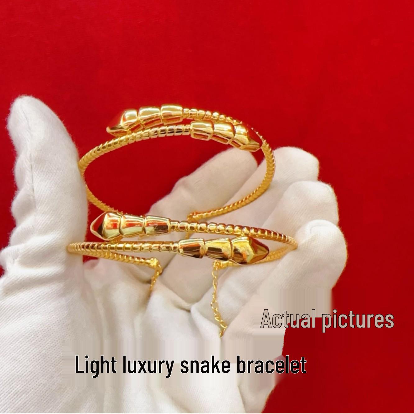 

Zodiac Double Serpent Bracelet - Light Luxury Gold-Tone Snake Bangle Jewelry