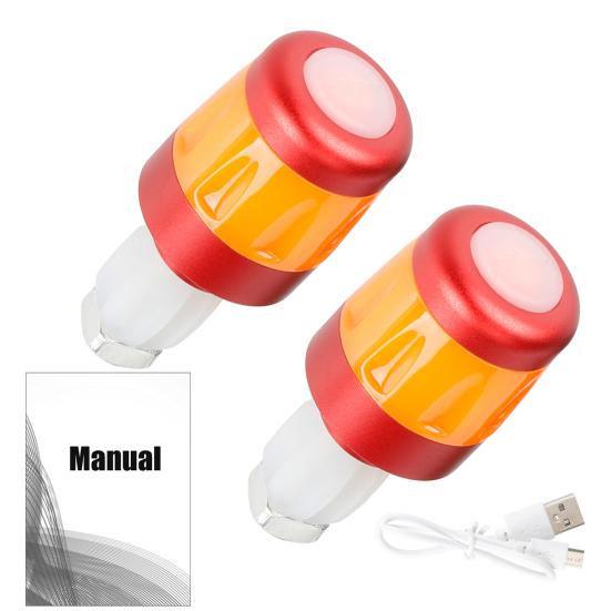 

2Pcs Bicycle Handlebar End Light, Rechargeable Bike LED Flash Lamp, Bike Handlebar Plugs Safety Indicator Light for Nigh Riding Cycling