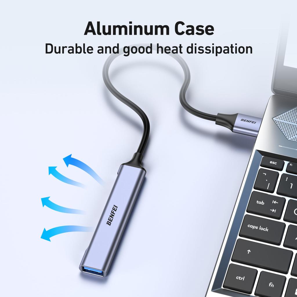 BENFEI USB 1x 10Gbps USB 3x USB for Flash Printer Compatible with PS5 4-Port Hub 3.2 + 2.0 - Mouse, Keyboard, Drive, - Laptop, PC, Xbox,