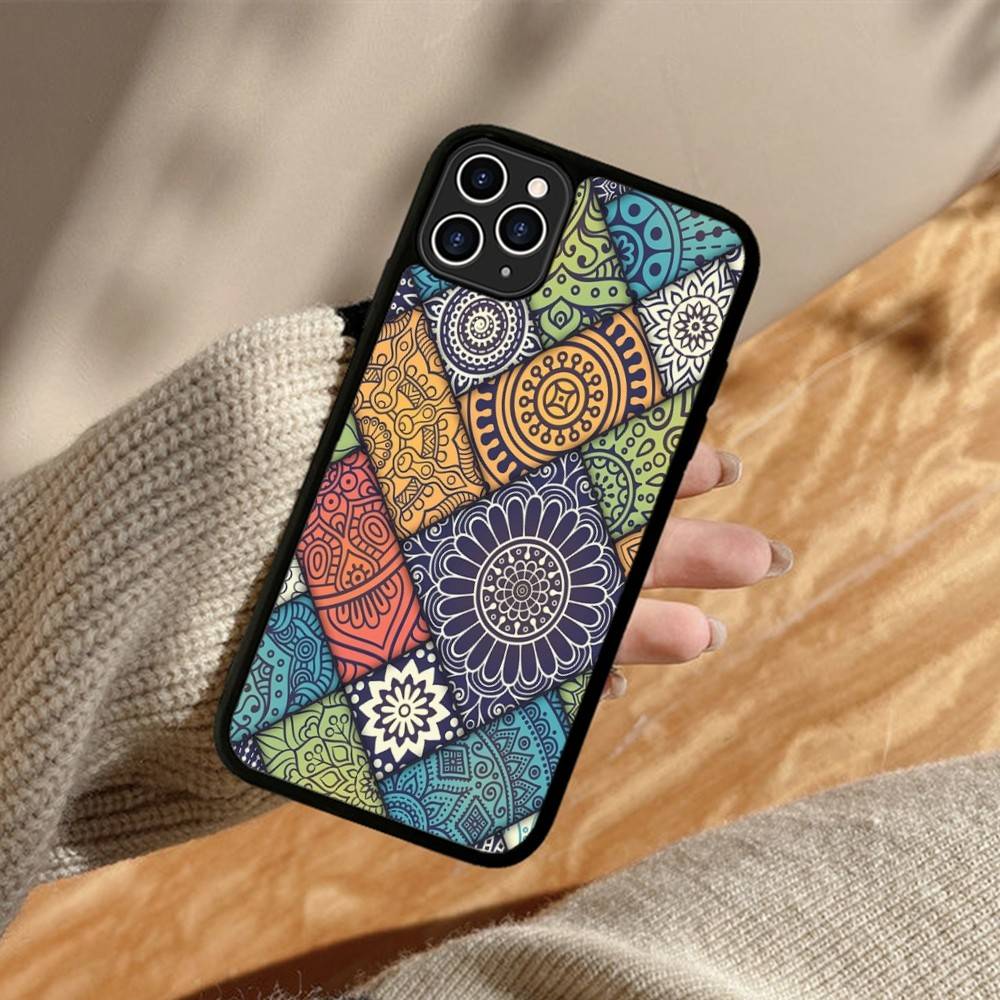 Mandala Painting PC+TPU Phone Case For iPhone 17 16 15 14 PRO MAX 11 12 13 PLUS MINI Cover