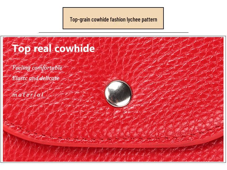 Geldbörse für Damen aus echtem Leder: Großkapazitäts-Multifunktions-Kartenhalter aus Rindsleder der obersten Schicht